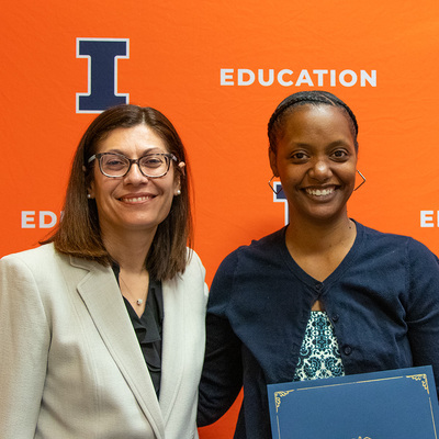 Dean Mouza and Cherie Avent at the College Awards ceremony