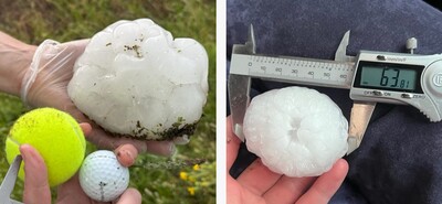 Researchers collected and measured hail from storms in the Great Plains this year. Credit: National Science Foundation ICECHIP