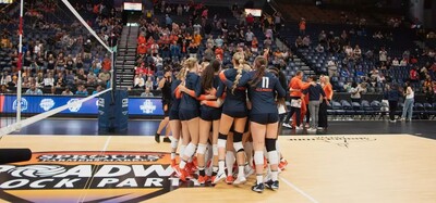 Illini players celebrate their win against Vanderbilt in Nashville on Aug. 31