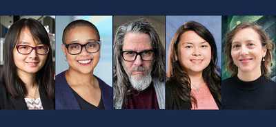 University of Illinois Urbana-Champaign professors Qian Chen, Emily Knox, Benjamin Grosser, Charee Thompson and Katy Heath were named the 2025 University Scholars. Collage created by Fred Zwicky.