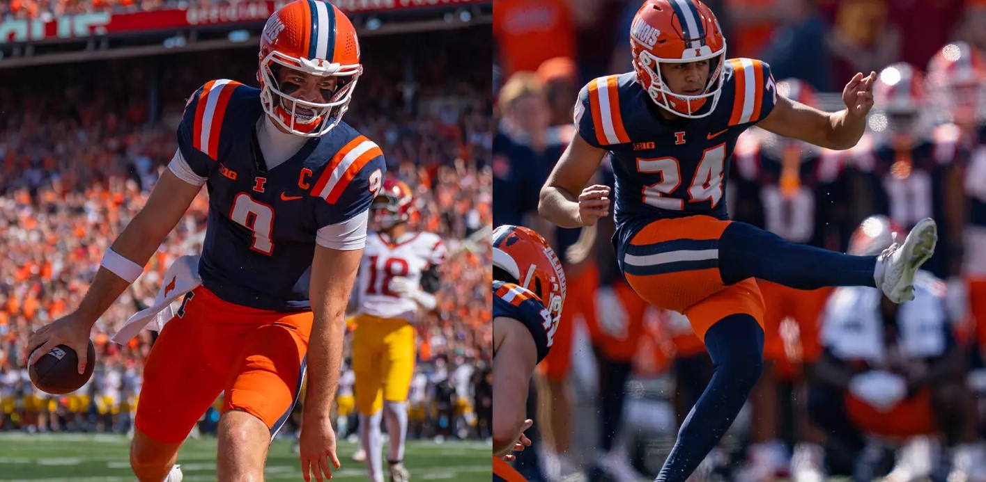 side-by-side action photos of Altmyer, Olano