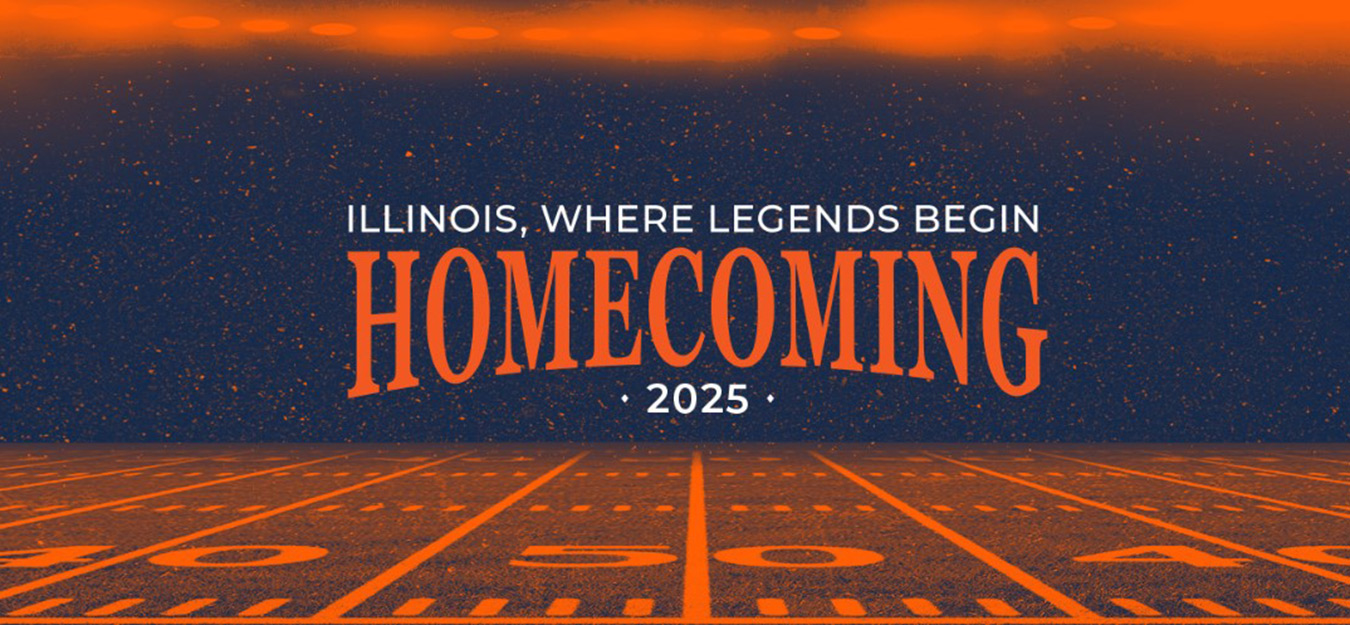 banner graphic for Homecoming cites the theme of "Illinois, Where Legends Begin"