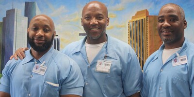 Education Justice Project students Ahmed Mohammed, Carlos “Ben El” Bowman and Shenard Lesure. Photo courtesy Rebecca Ginsburg