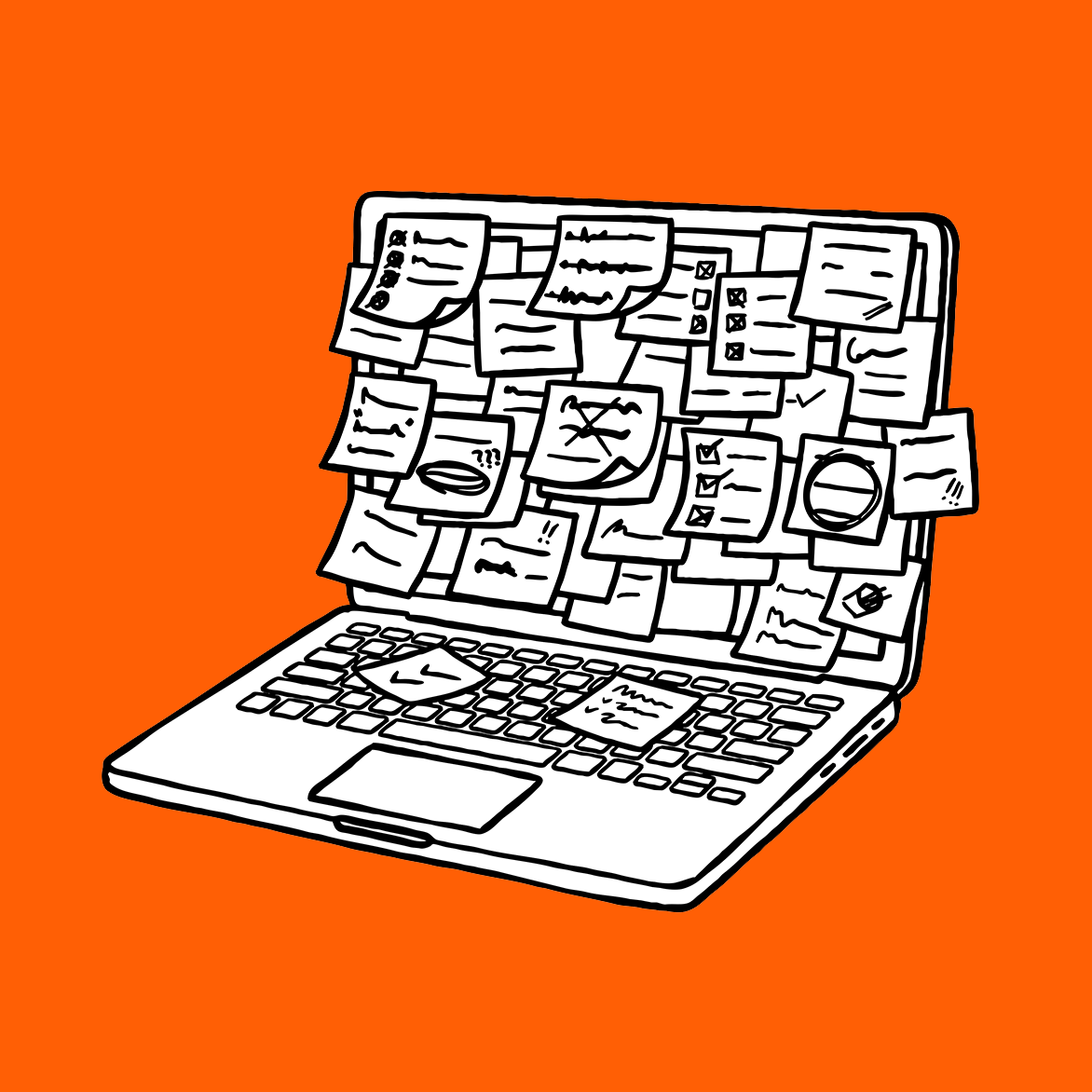 Laptop with postit notes