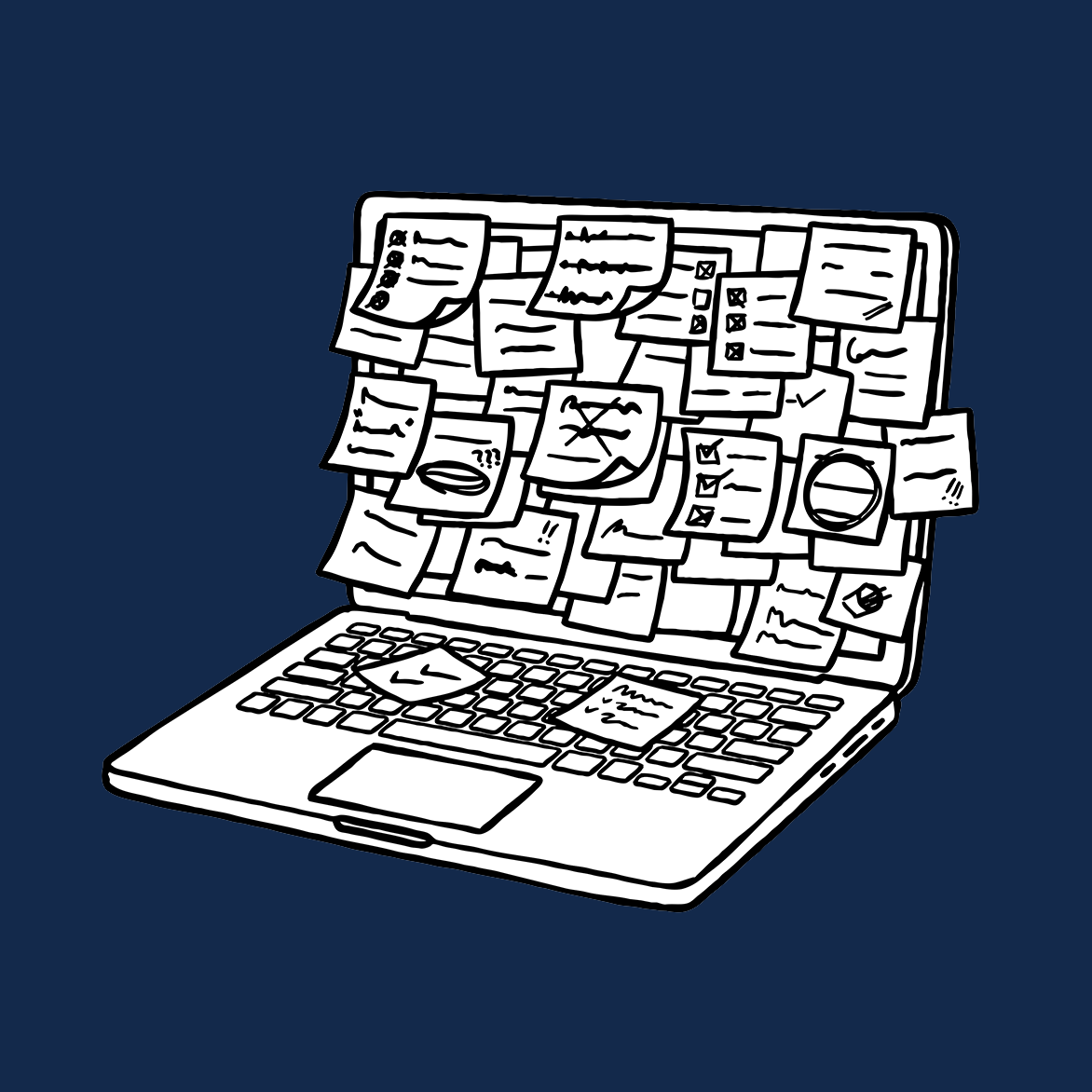Laptop with postit notes