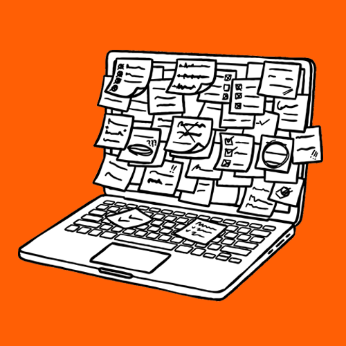 Laptop with postit notes
