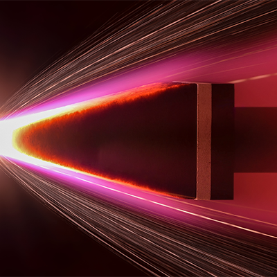 a low-density carbon fiber material injected into supersonic air plasma