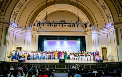 Students celebrate cultures, creativity, and community during the Global Talent Show at Foellinger Auditorium. The performers presented a wide-ranging journey of different traditions from around the world. The event was sponsored by Illinois International. Photo taken at the University of Illinois Urbana-Champaign on Tuesday, Sept.  29, 2026.  (Photo by Fred Zwicky / University of Illinois Urbana-Champaign)