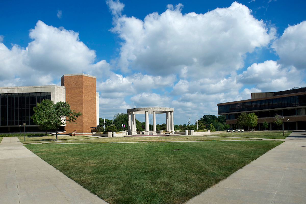 Photo depicts a wide shot of the University of Illinois Springfield campus.