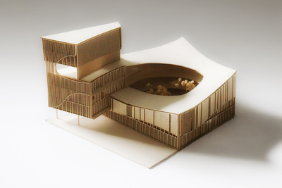 The picture shows Zaree Ascan's final model of a library she designed. She created this design for her final class project while studying abroad in Barcelona.
