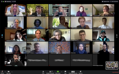 Screenshot os students and staff on a zoom meeting
