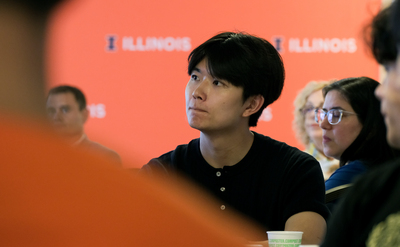 Ajou University student Minhyeok Lee listens to remarks by Peter Chiligiris during the closing ceremony for the 2026 Paran Summer Program.