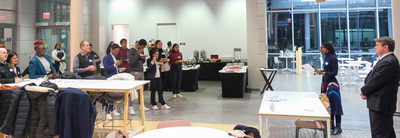 Dr. Reitumetse Obakeng Mabokela, Associate Chancellor and Vice Provost for Global Affairs & Strategies at UIUC, gives a speech during a Fulbright Fellow welcome reception on Feb. 6 inside the Siebel Center for Design.