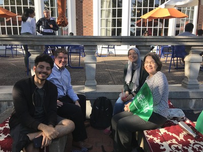 KAUST Gifted Student Program participants sit together outside the Illini Union