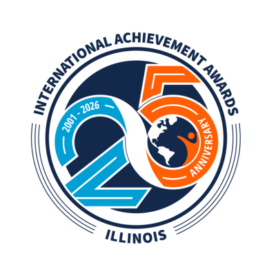 The image shows the logo created to commemorate the 25h year of the International Achievement Awards.