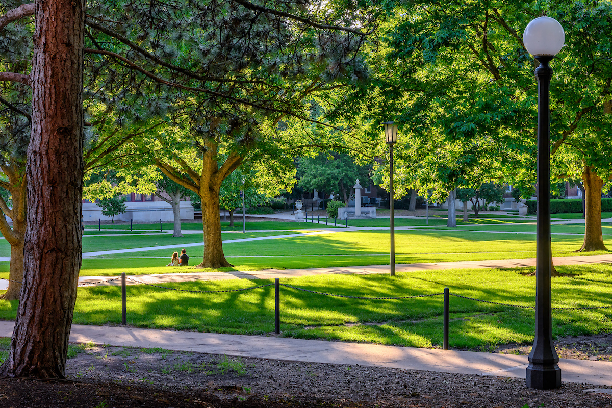 Main Quad on a spring day.   Photo taken at the University of Illinois Urbana-Champaign on Sunday, May  24, 2026.  (Photo by Craig Pessman / University of Illinois Urbana-Champaign)