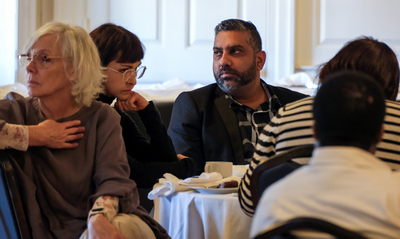 Members of the UJ FPP and AAMP programs listen to a speech during a closing reception inside the Illini Union on April 22.