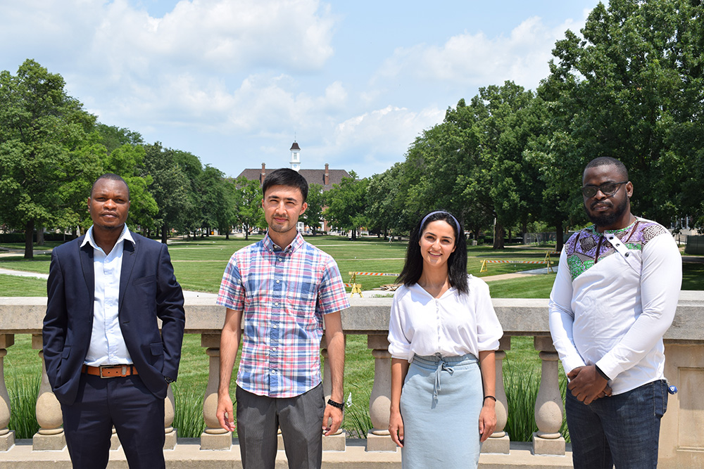 UIUC Fulbright Scholars pose on main quad