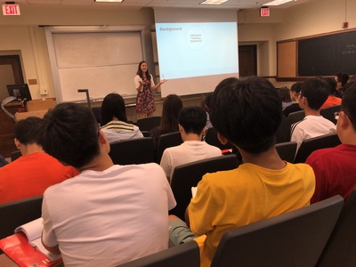 Karle Flanagan lectures to her students during class