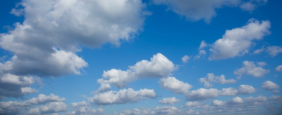 White clouds and blue sky.