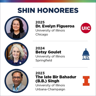 Images of Shin Award honors with brief biographical information, including which university they represent.