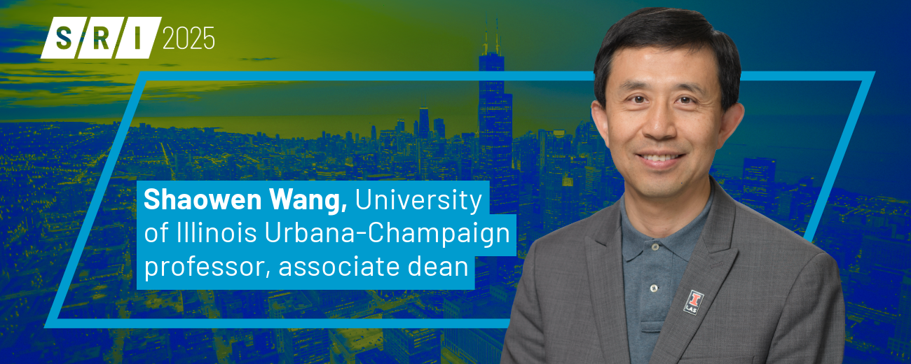 SRI graphic with professional portrait of Shaowen Wang