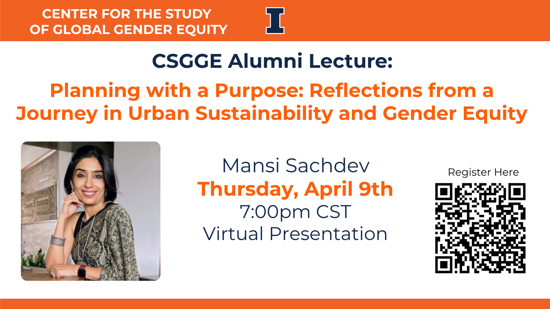 Mansi Sachdev virtual talk on April 9 7pm CST