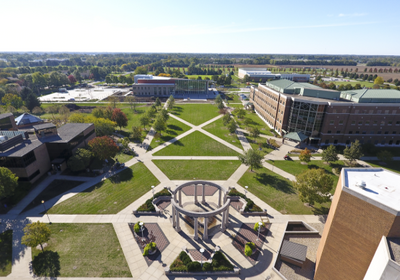an aerial shot of the UIS quad