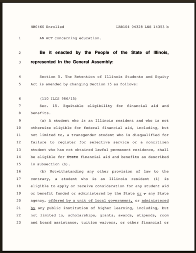 Illinois House Bill 460